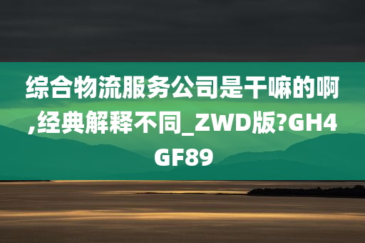 综合物流服务公司是干嘛的啊,经典解释不同_ZWD版?GH4GF89