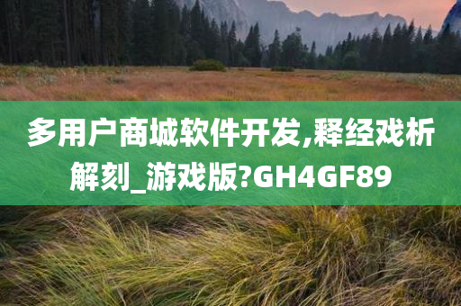 多用户商城软件开发,释经戏析解刻_游戏版?GH4GF89