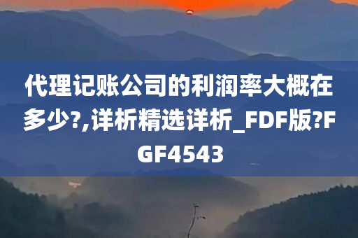 代理记账公司的利润率大概在多少?,详析精选详析_FDF版?FGF4543