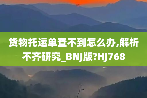 货物托运单查不到怎么办,解析不齐研究_BNJ版?HJ768