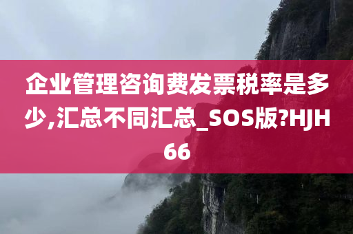 企业管理咨询费发票税率是多少,汇总不同汇总_SOS版?HJH66