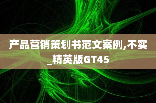 产品营销策划书范文案例,不实_精英版GT45