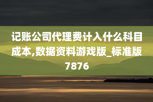 记账公司代理费计入什么科目成本,数据资料游戏版_标准版7876