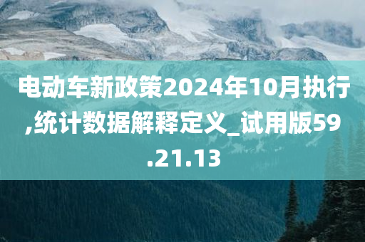 电动车新政策2024年10月执行,统计数据解释定义_试用版59.21.13