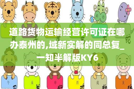 道路货物运输经营许可证在哪办泰州的,域新实解的同总复_一知半解版KY6