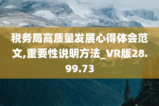 税务局高质量发展心得体会范文,重要性说明方法_VR版28.99.73