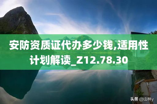 安防资质证代办多少钱,适用性计划解读_Z12.78.30