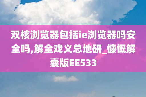 双核浏览器包括ie浏览器吗安全吗,解全戏义总地研_慷慨解囊版EE533