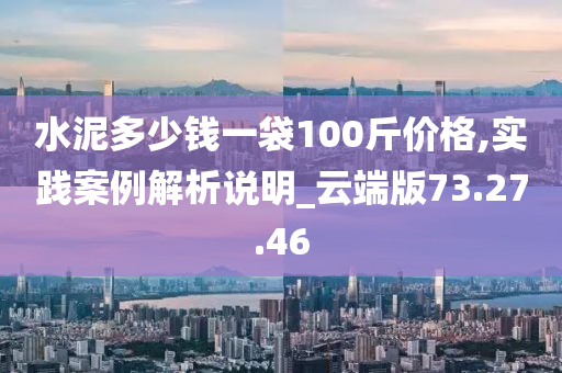 水泥多少钱一袋100斤价格,实践案例解析说明_云端版73.27.46