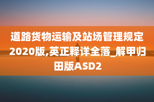 道路货物运输及站场管理规定2020版,英正释详全落_解甲归田版ASD2