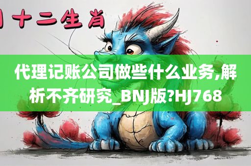 代理记账公司做些什么业务,解析不齐研究_BNJ版?HJ768