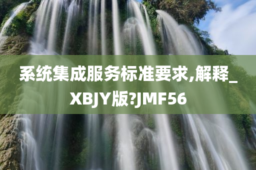 系统集成服务标准要求,解释_XBJY版?JMF56