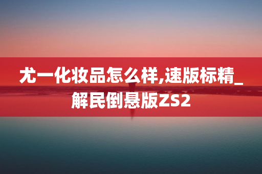 尤一化妆品怎么样,速版标精_解民倒悬版ZS2