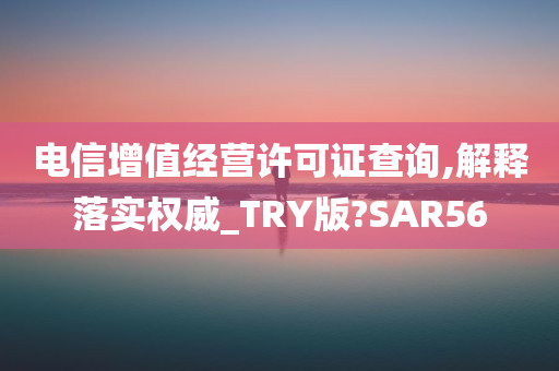 电信增值经营许可证查询,解释落实权威_TRY版?SAR56