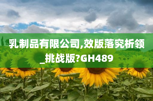 乳制品有限公司,效版落究析领_挑战版?GH489