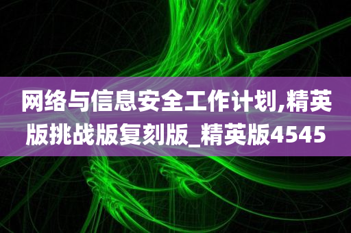 网络与信息安全工作计划,精英版挑战版复刻版_精英版4545