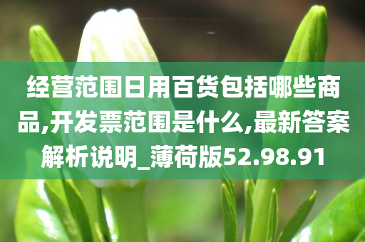 经营范围日用百货包括哪些商品