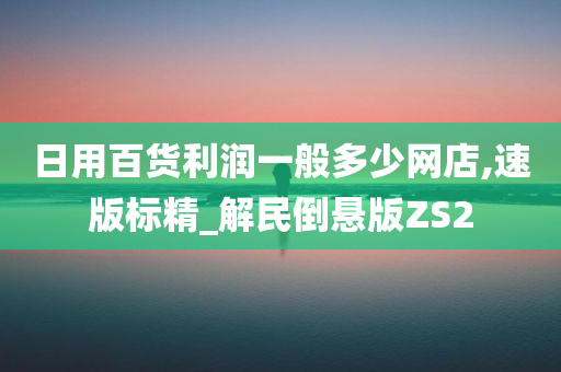 日用百货利润一般多少网店,速版标精_解民倒悬版ZS2