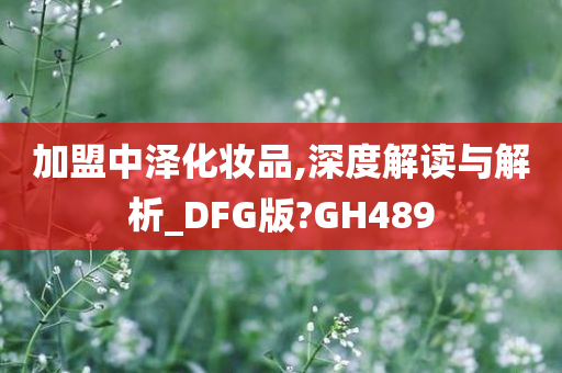 加盟中泽化妆品,深度解读与解析_DFG版?GH489