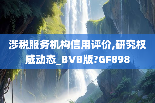 涉税服务机构信用评价,研究权威动态_BVB版?GF898