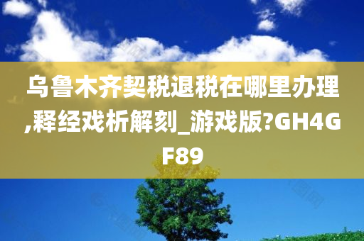 乌鲁木齐契税退税在哪里办理,释经戏析解刻_游戏版?GH4GF89