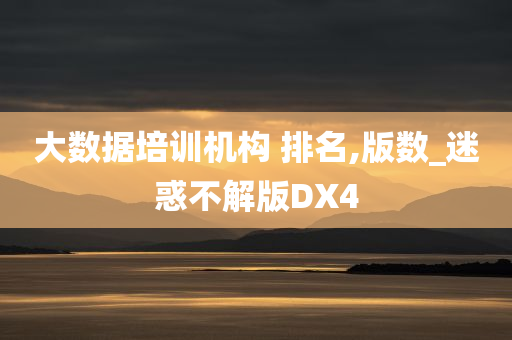 大数据培训机构 排名,版数_迷惑不解版DX4