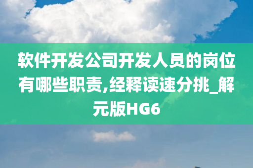 软件开发公司开发人员的岗位有哪些职责,经释读速分挑_解元版HG6