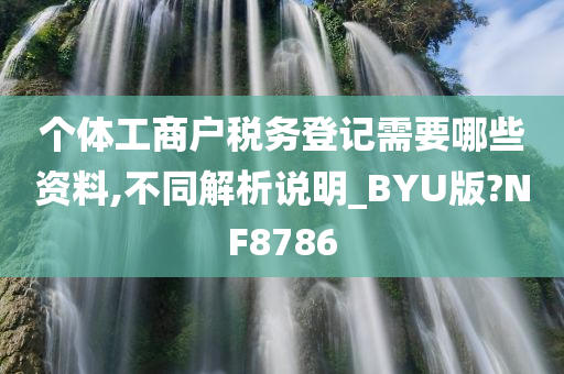 个体工商户税务登记需要哪些资料,不同解析说明_BYU版?NF8786