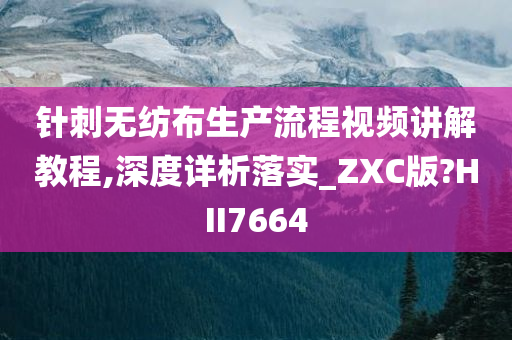 针刺无纺布生产流程视频讲解教程,深度详析落实_ZXC版?HII7664