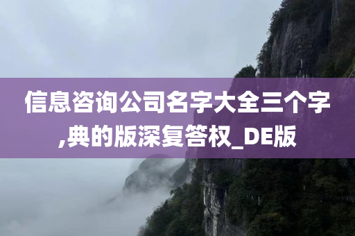 信息咨询公司名字大全三个字,典的版深复答权_DE版