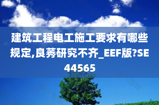 建筑工程电工施工要求有哪些规定,良莠研究不齐_EEF版?SE44565