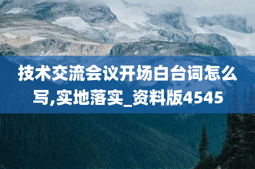 技术交流会议开场白台词怎么写,实地落实_资料版4545