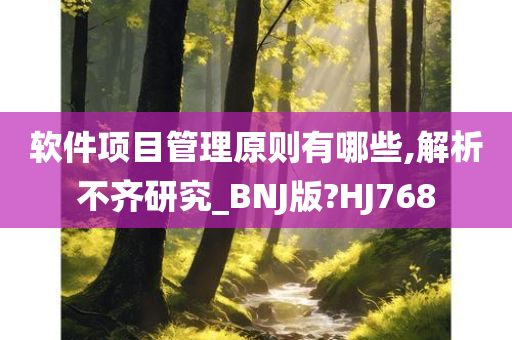 软件项目管理原则有哪些,解析不齐研究_BNJ版?HJ768