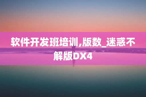 软件开发班培训,版数_迷惑不解版DX4