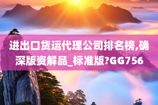 进出口货运代理公司排名榜,确深版资解品_标准版?GG756