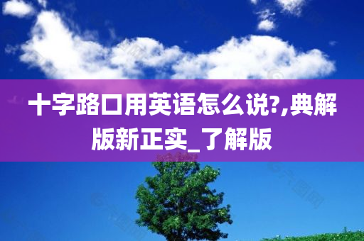 十字路口用英语怎么说?,典解版新正实_了解版