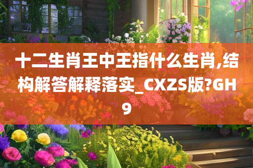 十二生肖王中王指什么生肖,结构解答解释落实_CXZS版?GH9