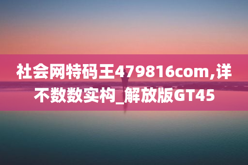 社会网特码王479816com,详不数数实构_解放版GT45