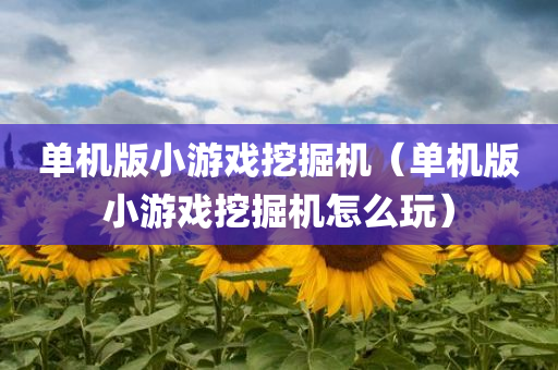 单机版小游戏挖掘机（单机版小游戏挖掘机怎么玩）