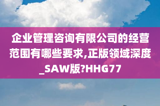 企业管理咨询有限公司的经营范围有哪些要求,正版领域深度_SAW版?HHG77