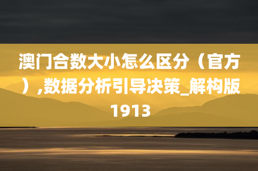 澳门合数大小怎么区分（官方）,数据分析引导决策_解构版1913