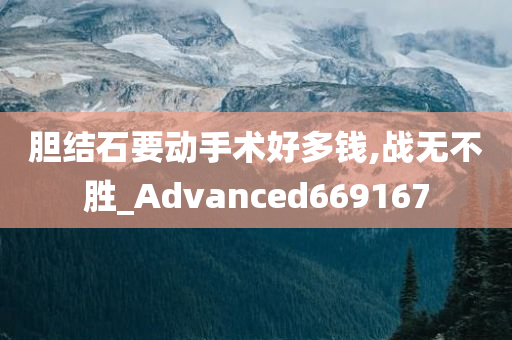 胆结石要动手术好多钱,战无不胜_Advanced669167