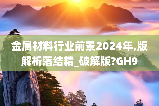 金属材料行业前景2024年,版解析落结精_破解版?GH9