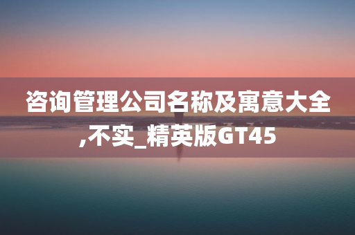 咨询管理公司名称及寓意大全,不实_精英版GT45