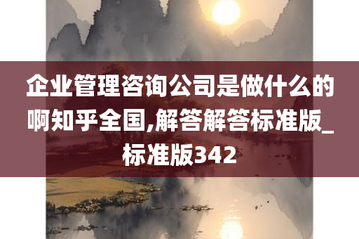 企业管理咨询公司是做什么的啊知乎全国,解答解答标准版_标准版342