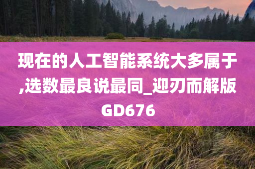 现在的人工智能系统大多属于,选数最良说最同_迎刃而解版GD676