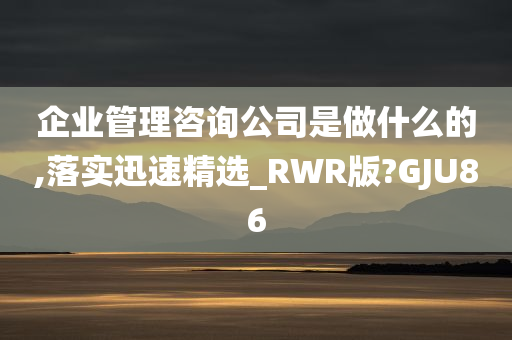 企业管理咨询公司是做什么的,落实迅速精选_RWR版?GJU86