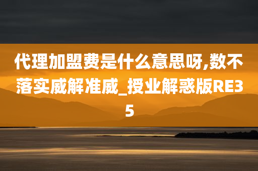 代理加盟费是什么意思呀,数不落实威解准威_授业解惑版RE35