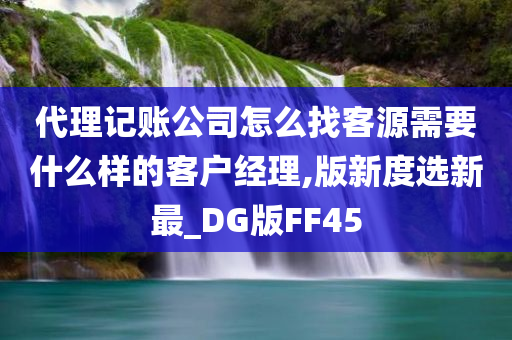 代理记账公司怎么找客源需要什么样的客户经理,版新度选新最_DG版FF45